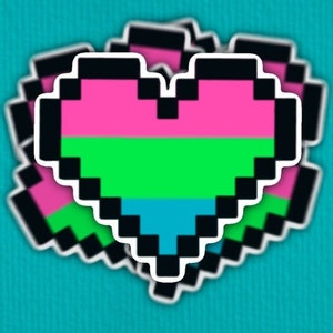Mini 8-Bit Polysexual Pride Flag Sticker (Weatherproof)