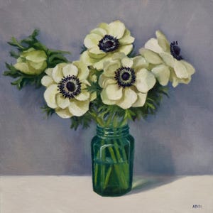 Anemone oil painting still life art on canvas wall art home decor