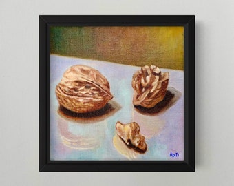 Walnuts oil painting food artwork still life on canvas wall art home decor
