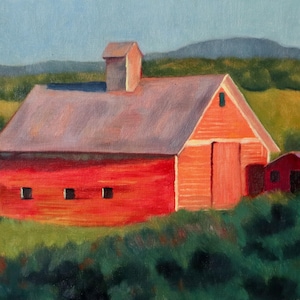 Barn Landscape Artwork Oil Painting on Canvas Wall Decor