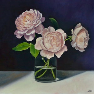 Rose artwork floral still life painting on canvas wall art home decor