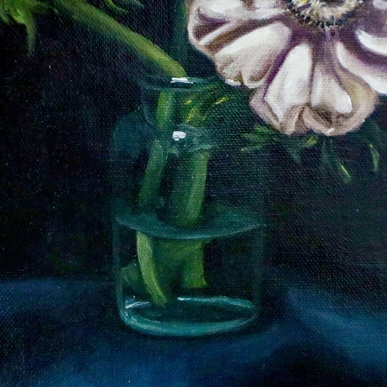White anemone flowers oil painting on canvas image 7