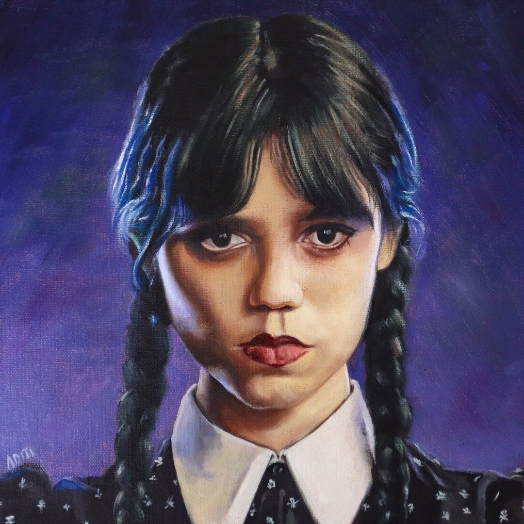 Wednesday Addams Portrait Oil Painting on Canvas - Etsy