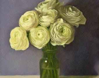 Ranunculus oil painting canvas