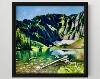 Mountain painting Lake 22 landscape artwork scenic art on canvas home decor