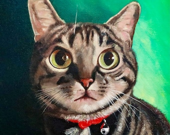 Custom Cat Portrait, Original Oil Painting, Pet Remembrance Gift
