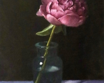 Peony painting on canvas still life art floral artwork home decor flower vase painting