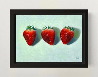 Strawberry painting still life artwork on canvas wall art home decor