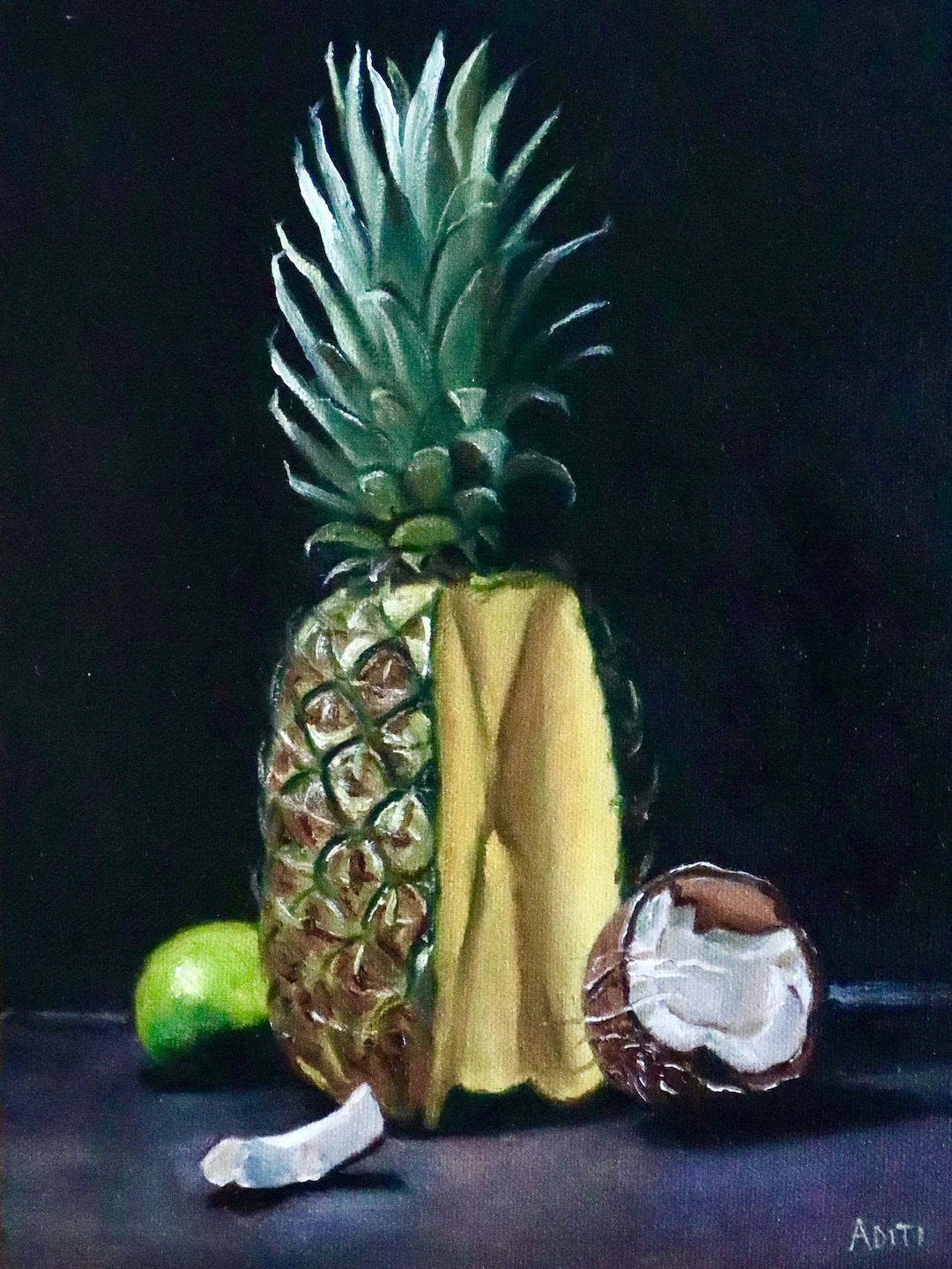 Pineapple Painting Food Artwork Still Life Art on Canvas Wall Art Home ...