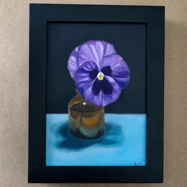 Pansy flower in an apothecary jar oil painting image 2