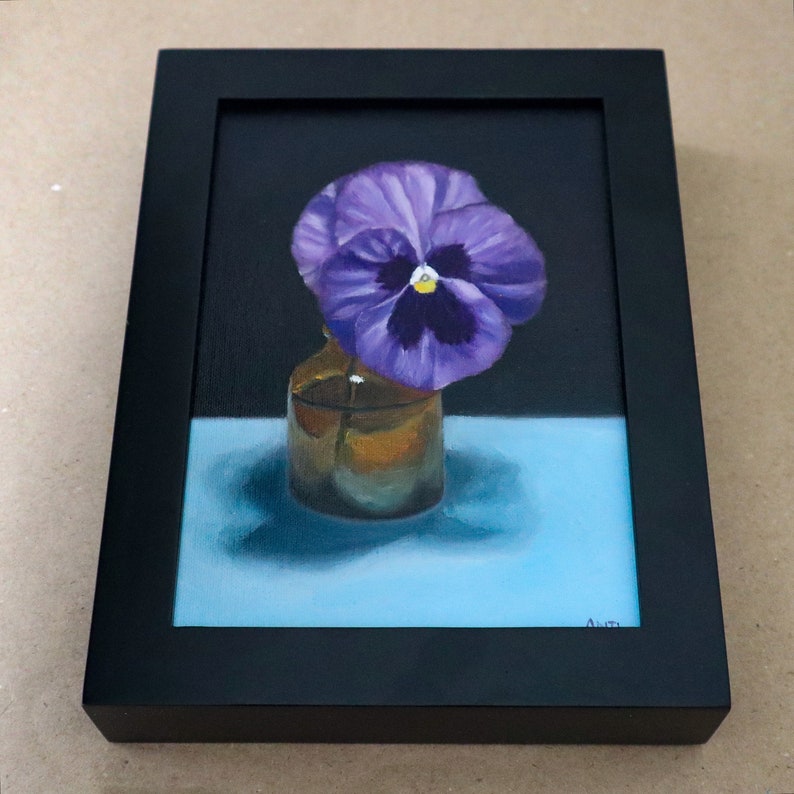 Pansy flower in an apothecary jar oil painting image 3