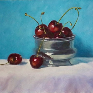 Cherry painting still life artwork on canvas wall art home decor