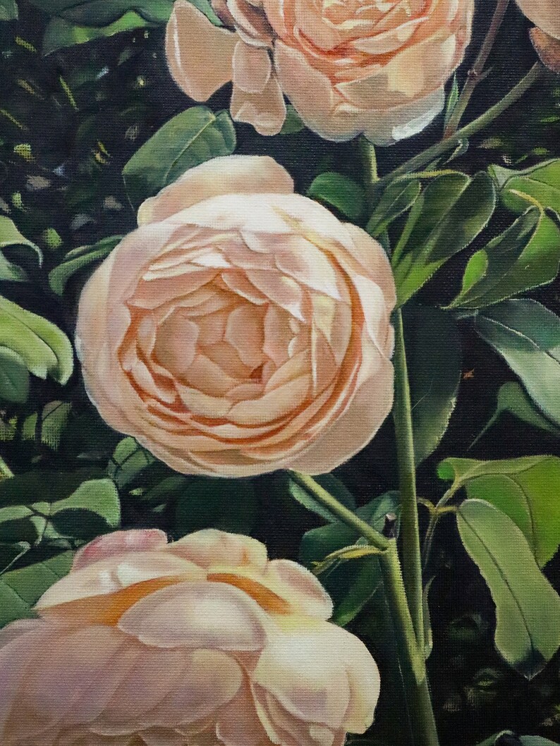 Garden Roses Oil Painting on Canvas - Etsy