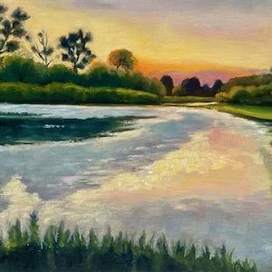 River Painting Landscape Artwork Oil Painting on Canvas Wall Decor
