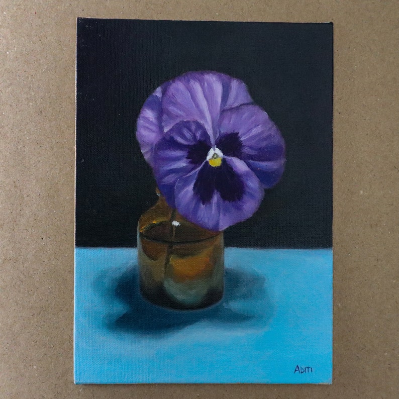 Pansy flower in an apothecary jar oil painting image 4