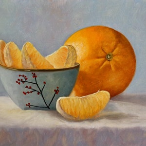 Orange painting still life artwork on canvas wall art home decor