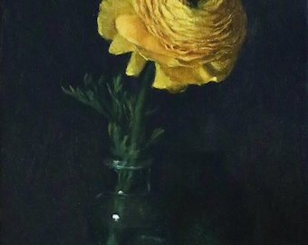 Pintura a óleo sobre tela de ranúnculo