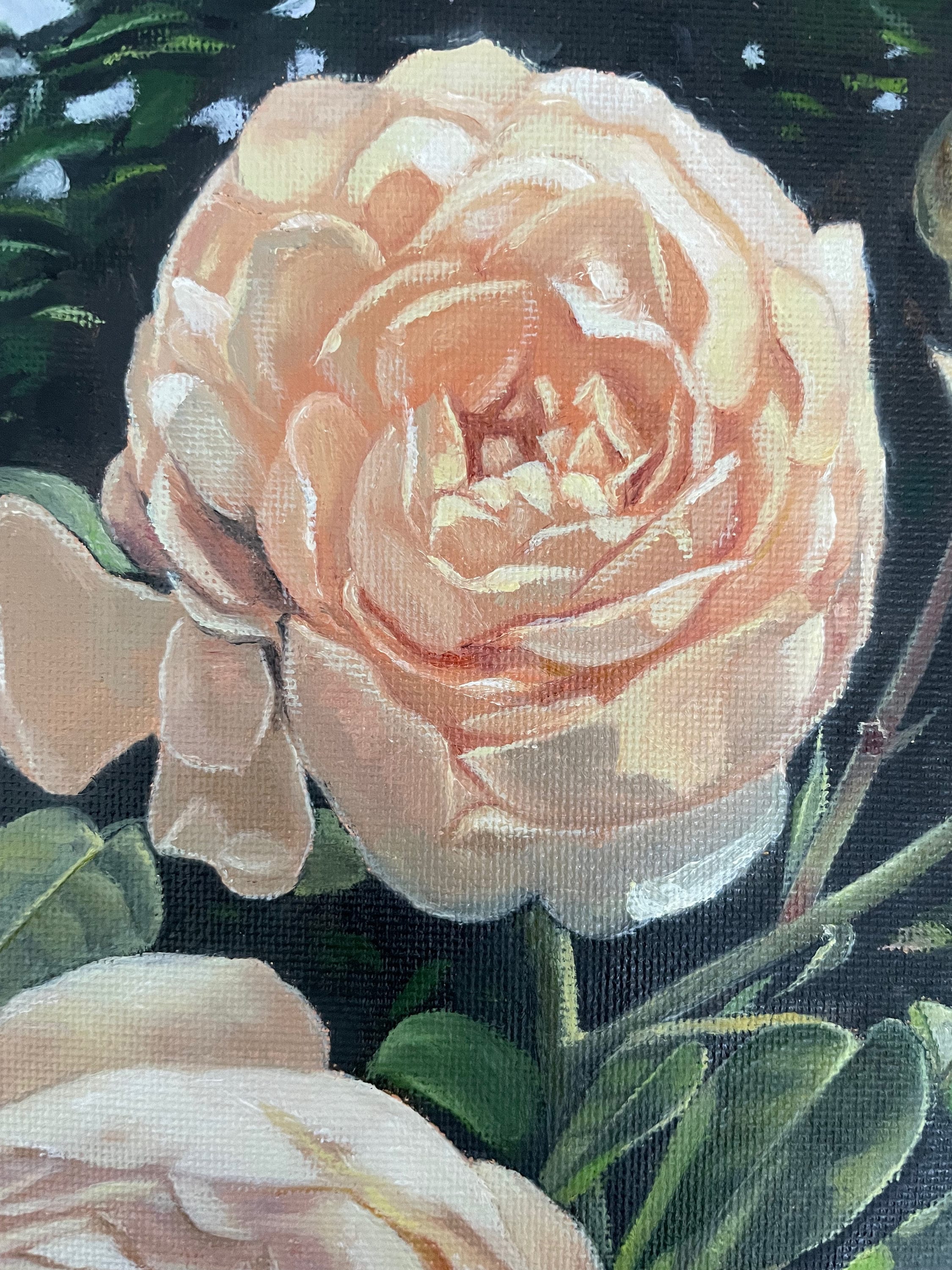 Garden Roses Oil Painting on Canvas - Etsy