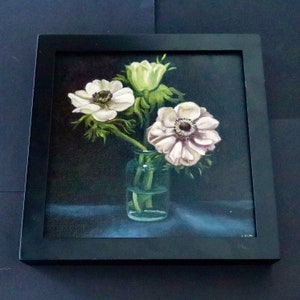 White anemone flowers oil painting on canvas image 3