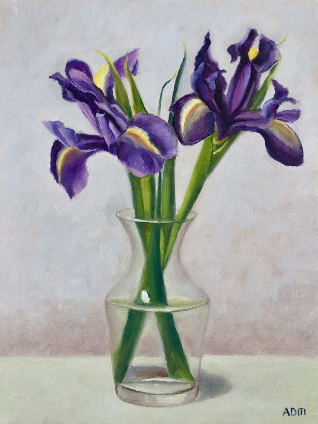 Iris Painting Still Life Art Floral Artwork on Canvas Home Decor - Etsy