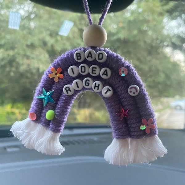 Olivia Rodrigo Bad Idea Right? I Rainbow Car Charm | Rear View Mirror Charm | Car Charm | Rainbow Car Charm | Biggest Lie I Ever Said Charm