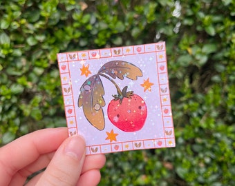 Cute Strawberry Holographic Sticker