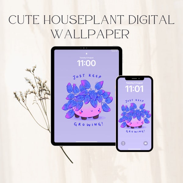 Cute House Plant Phone Wallpaper | Cute | Pastel Phone Wallpaper | iPhone Wallpaper | Mobile Wallpaper