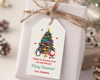 Teacher Christmas Gift Tag, Printable Gift Tag for Teacher, Teacher Appreciation Gift Christmas, Editable Thank You Teacher Gift Tags