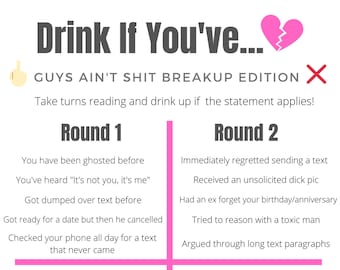 Drink If Breakup Edition Printable Games for Adults Party Games for Adults Virtual Party Games Breakup Care Package Drinking Games Digital