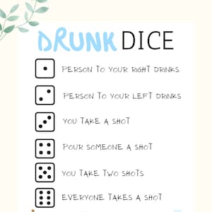 Drunk Dice Party Games Drinking Games for Adults Bachelorette Party Games Girls Night Games Adult Party Games