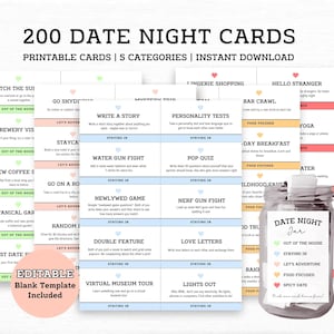 200 Date Night Karten, Valentinstag Geschenk für Freund Freundin, Date Night Gutscheine zum Ausdrucken, Last Minute Geschenk zum Valentinstag, DIY