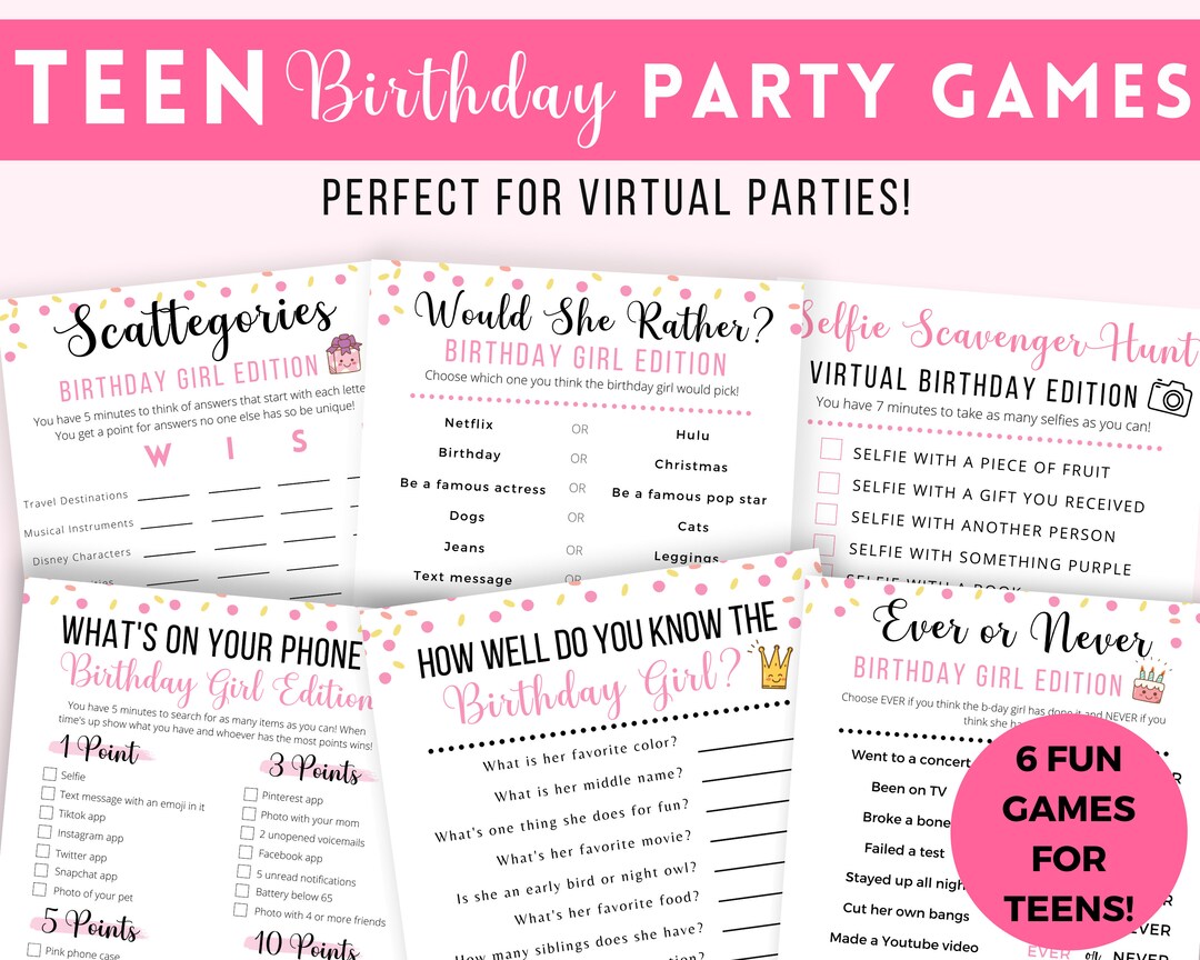 Teen Birthday Party Games, Teen Birthday Games Bundle, Girls Birthday