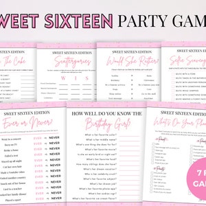 Sweet 16 Games,  Sweet Sixteen Birthday Games Printable, 16th Birthday Games Bundle, Teenager Birthday Games, Teen Party Games Bundle