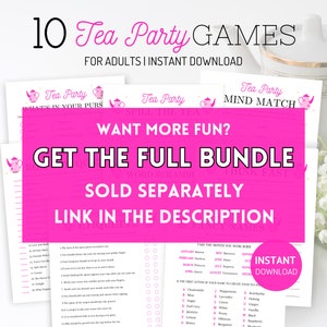 Tea Party Etiquette Game Printable, Tea Party Game Ladies, Tea Party ...