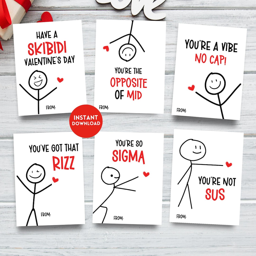 Gen Z Slang Valentine Cards, Kids Tween Valentine's Day Cards, Funny ...