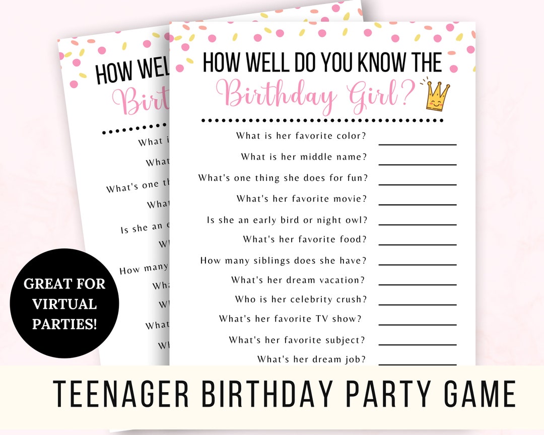 Teen Birthday Game, Birthday Party Game for Teens, Girls Birthday Party ...