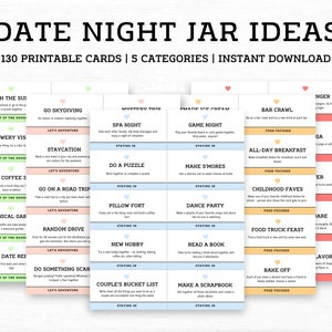 Date Night Jar Karten, Date Night Jar Ideen, Date Night Karten für Paare, Paare Geschenk, Jubiläumsgeschenk, 130 Karten Date Ideen