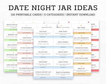 Date Night Jar Cards, Date Night Jar Ideas, Date Night Cards for Couples, Couples Gift, Anniversary Gift, 130 Cards Date Ideas
