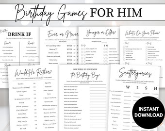 Birthday Games for Him, Adult Birthday Games, Printable Birthday Games for Him, Male Birthday Games, 30th Birthday Games, Beer Birthday,