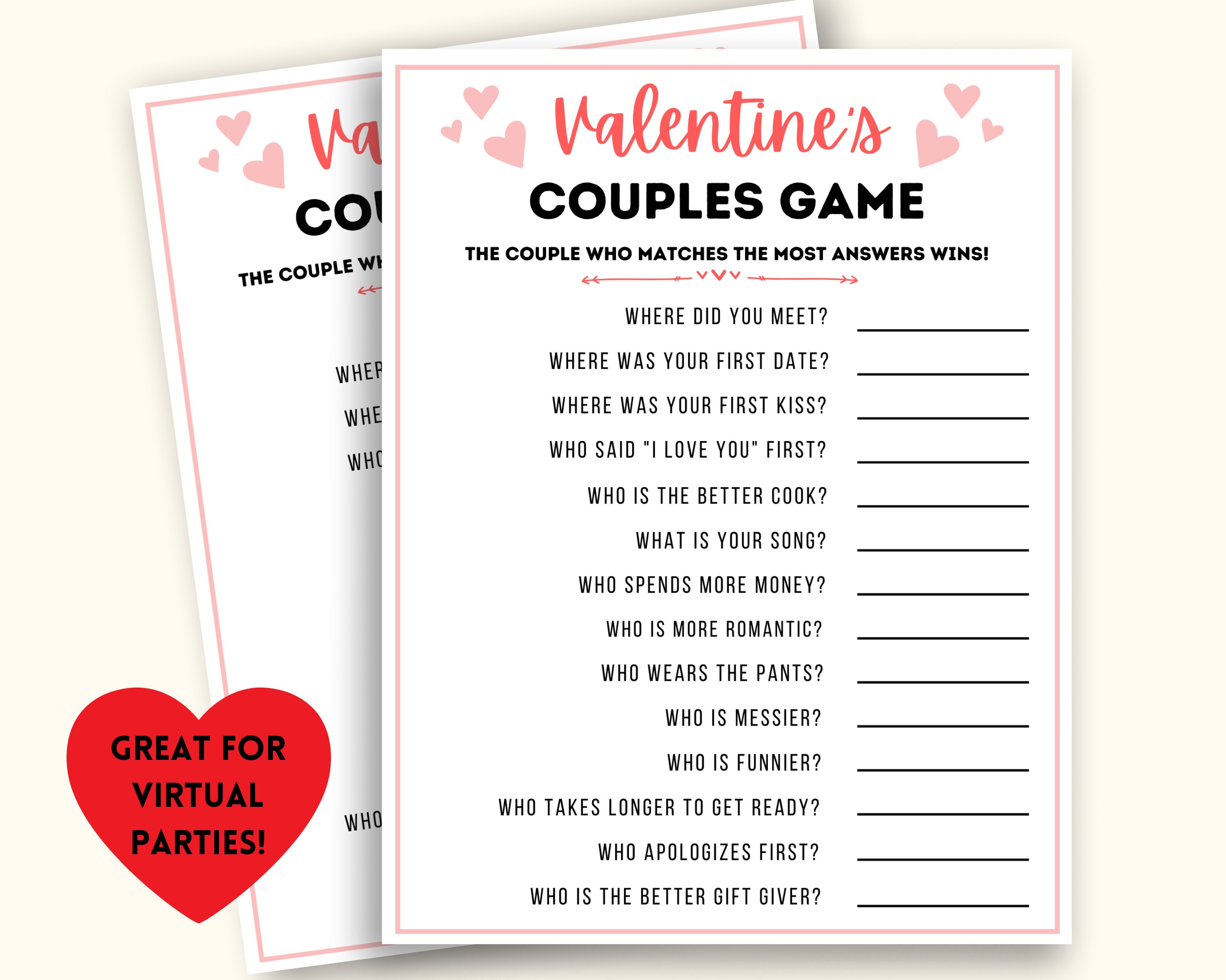 Printable Couples Game, Valentines Day Game, Date Night Ideas, Relationship  Games, Anniversary Games, Couples Questions in PDF -  Norway
