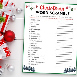 Christmas Word Scramble, Christmas Party Game, Christmas Game, Printable Christmas Game, Family Christmas Game, Fun Christmas Game