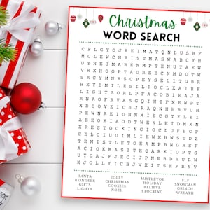 Christmas Word Search, Printable Christmas Game, Family Christmas Game, Christmas Games for Kids and Adults, Fun Christmas Game