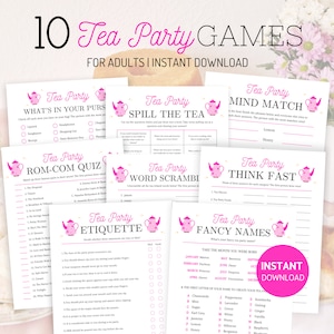 Tea Party Games Bundle, Tea Party Games Printable, Tea Party Games for Adults, Tea Party Activities, Garden Tea Party Games, Afternoon Tea