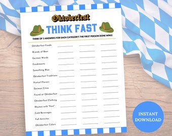 Oktoberfest Games Afdrukbaar, Oktoberfest Party Game, Volwassen Oktoberfest Party Game, Oktoberfest Games, Bier Party Games, Oktoberfest Ideeën