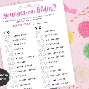 Younger or Older Game, Adult Birthday Party Game, 30th Birthday Party ...