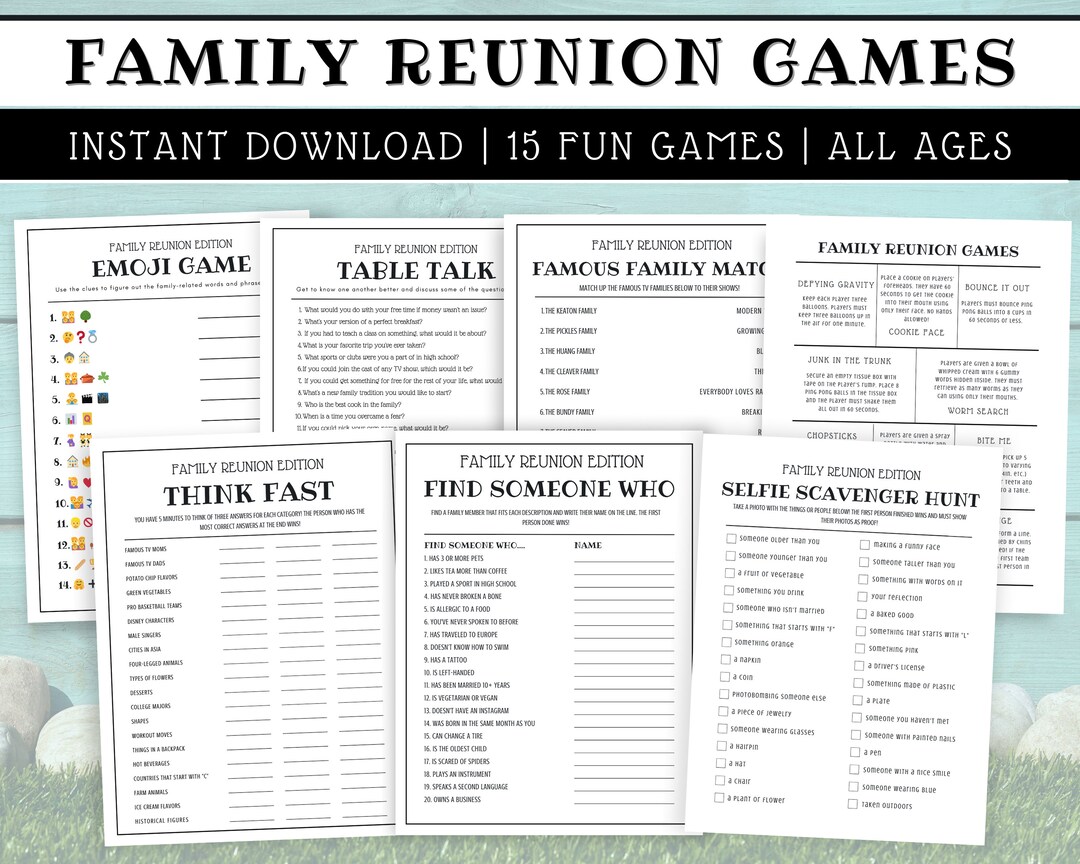 Family Reunion Games Printable, Family Reunion Activities, Family ...