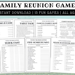 Family Reunion Games Printable, Family Reunion Activities, Family Gathering Games, Summer Family Reunion, Family Reunion Icebreaker 15 Games
