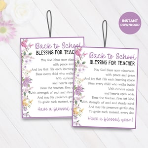 Back to School Teacher Blessing Tag, Teacher Prayer Gift Tag, Christian Teacher Blessing, New School Year Prayer, First Day of School Gift