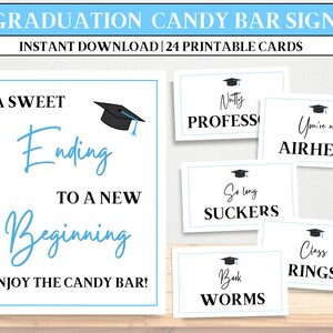 Blue Graduation Candy Bar Signs, Graduation Candy Buffet Sign Printable, Graduation Party Decorations, Printable Graduation Candy Signs