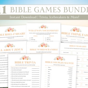 Printable Bible Games, Church Party Games, Bible Study Games, Bible Retreat Games, Women&#39;s Retreat Games, Church Meeting Icebreakers